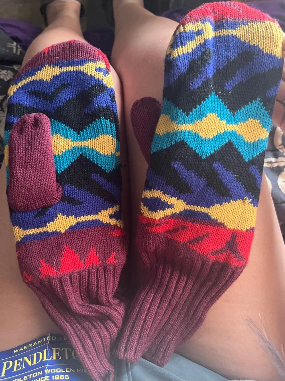 New! Pendleton Retro Merino Wool Aztec Print Unisex Mittens L/XL